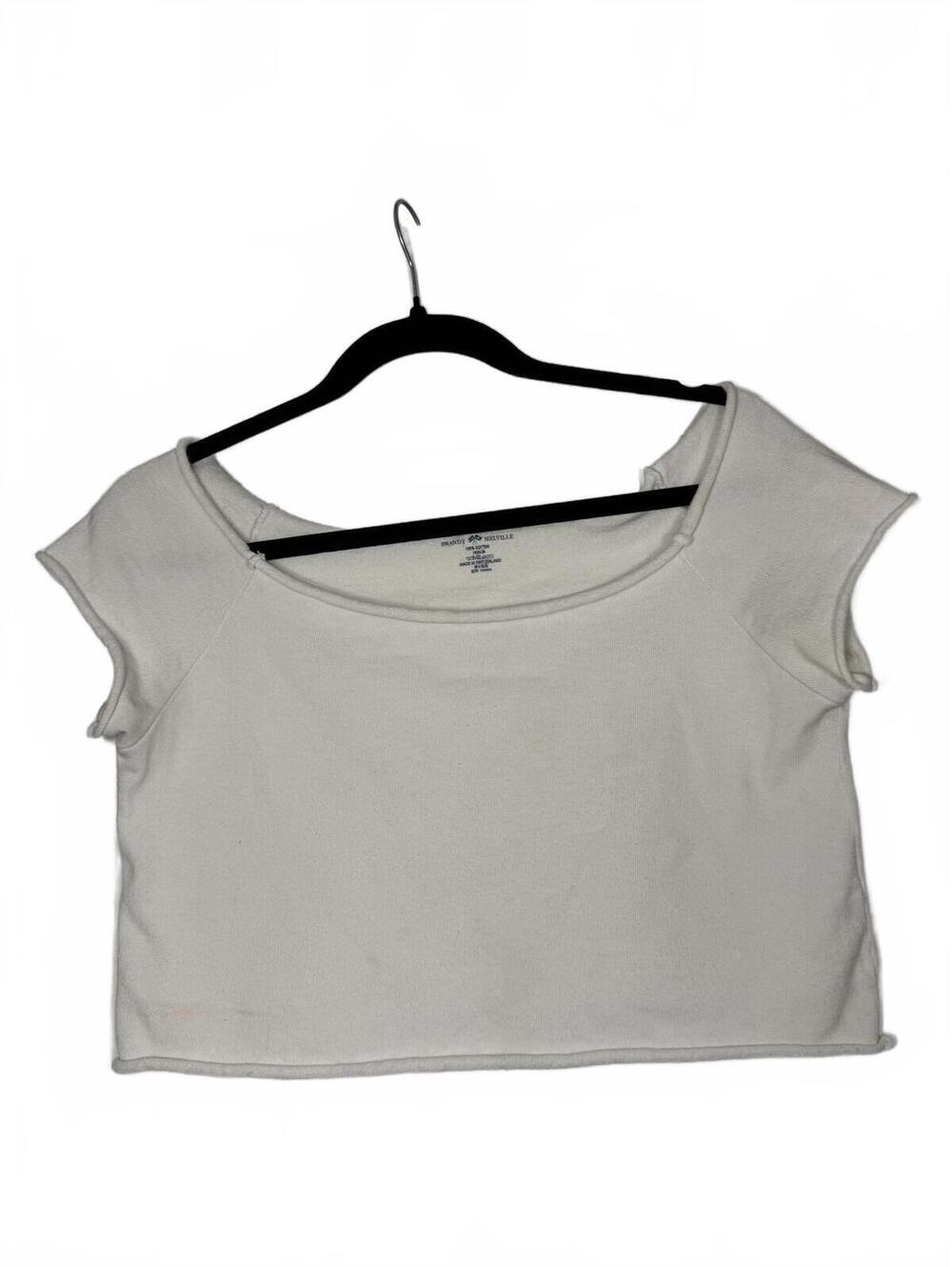 Brandy Melville White Cotton Crop Top One Size